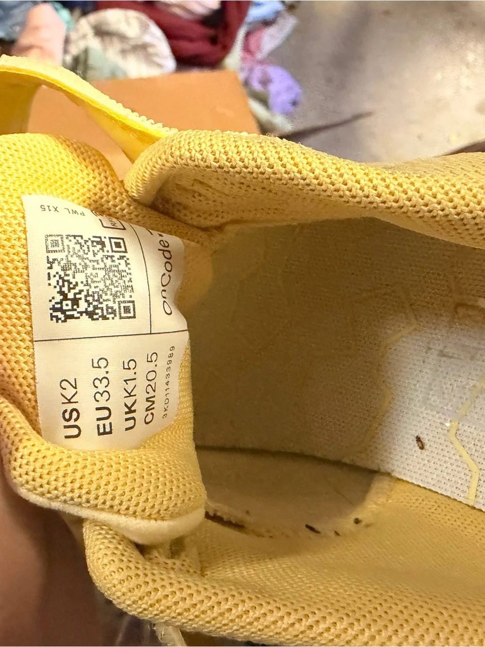 On Running Kids' Yellow and White Velcro Athletic Sneaker